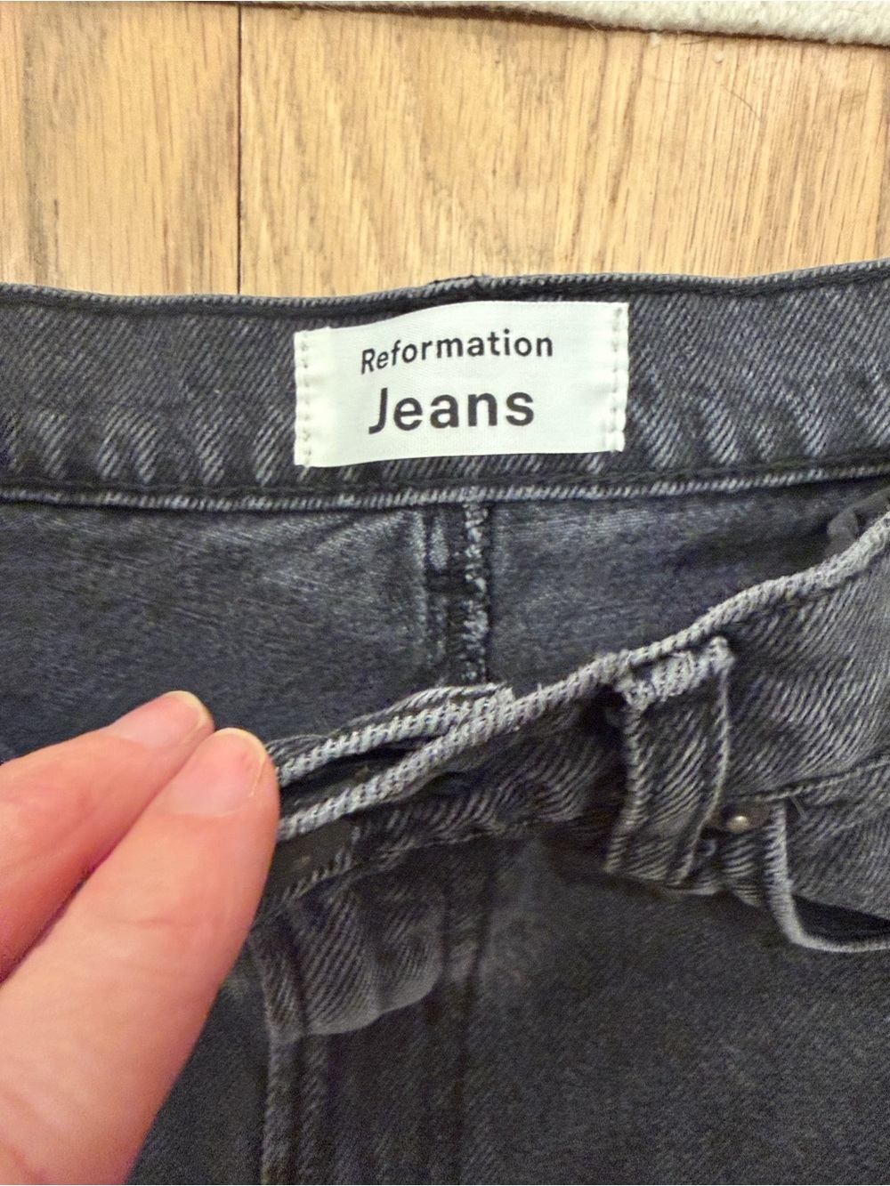 The Reformation Cynthia Straight-Leg Star Jeans in Washed Black - Picture 2 of 5